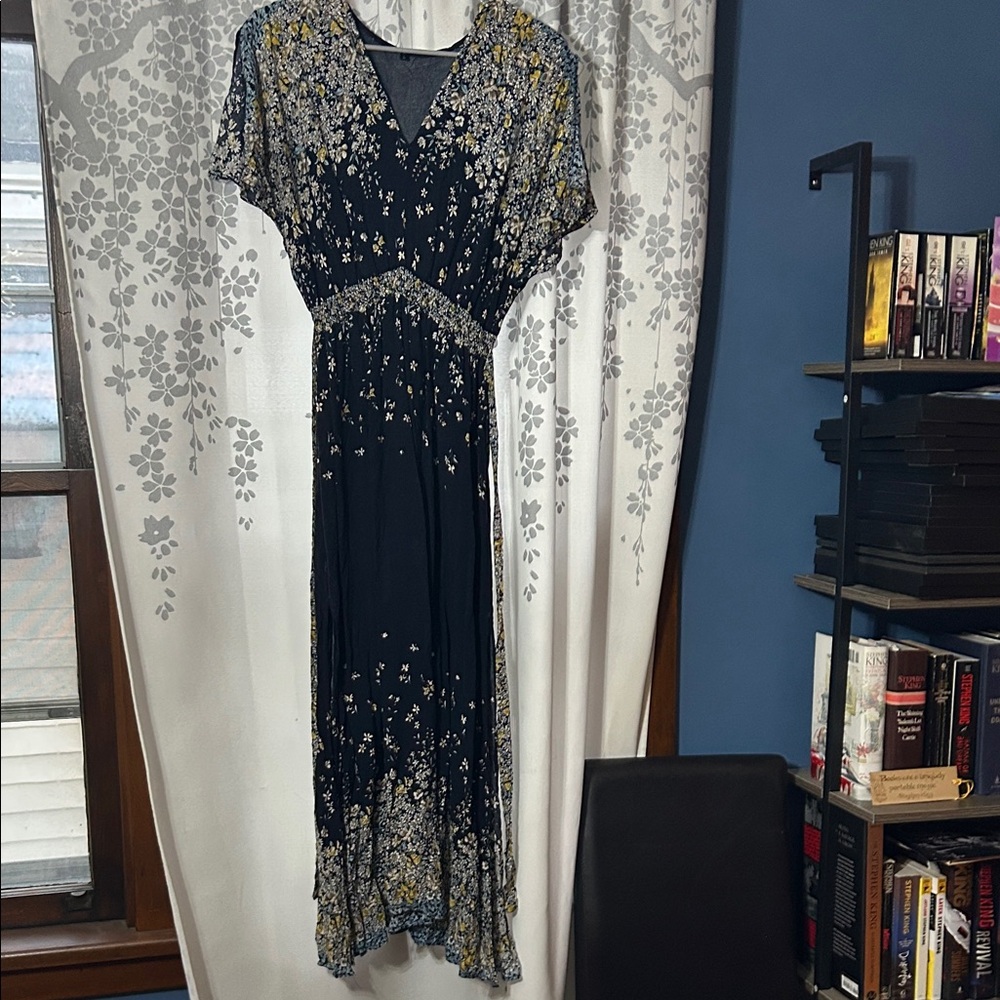 Floral Blue and Yellow Women's Maxi Dress